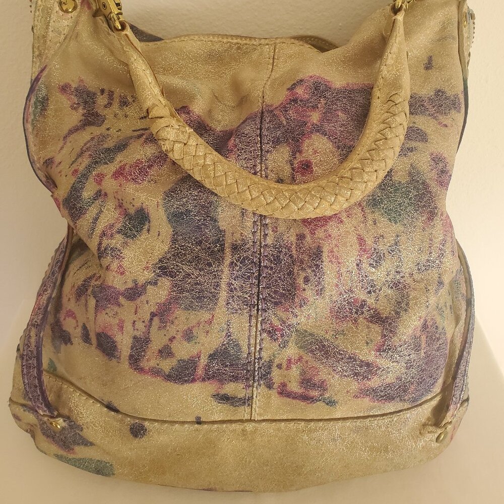 Painted Leather Purse glitter bag pink purple blue beige tan cowgirl fossil dyed